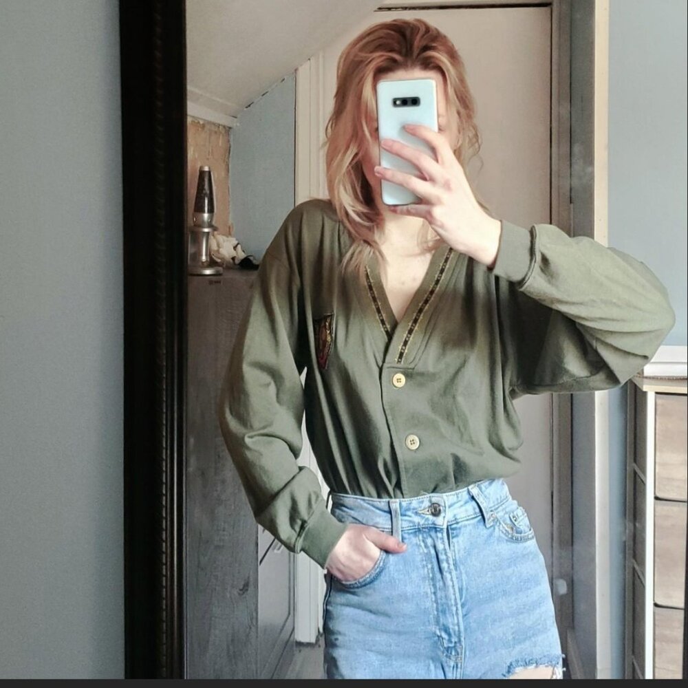 Green vintage-esque cardigan